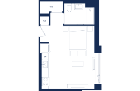 Floor plan for studio, 1 bath, 449 sqft